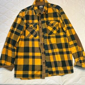 Roots Men's Plaid Shirt Jacket in Yellow and Green